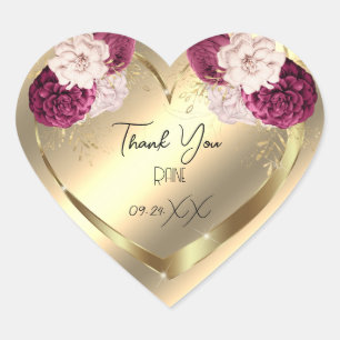 Sticker Cœur Fleur de faveur de remerciement Cœur Mariage Douce