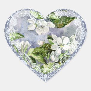 Sticker Cœur Fleur de pomme