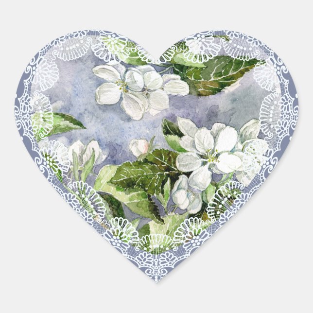 Sticker Cœur Fleur de pomme (Devant)