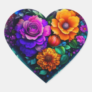 Sticker Cœur Fleur plein coeur Saint Valentin