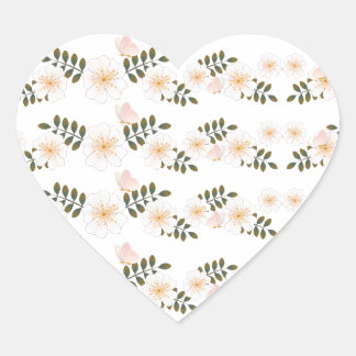 Sticker Cœur fleur rose