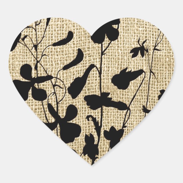Sticker Cœur Fleur sauvage Silhouette Burlap (Devant)