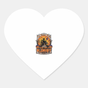 Sticker Cœur Fleuriste Balai Cassé Sorcière Halloween Citrouill