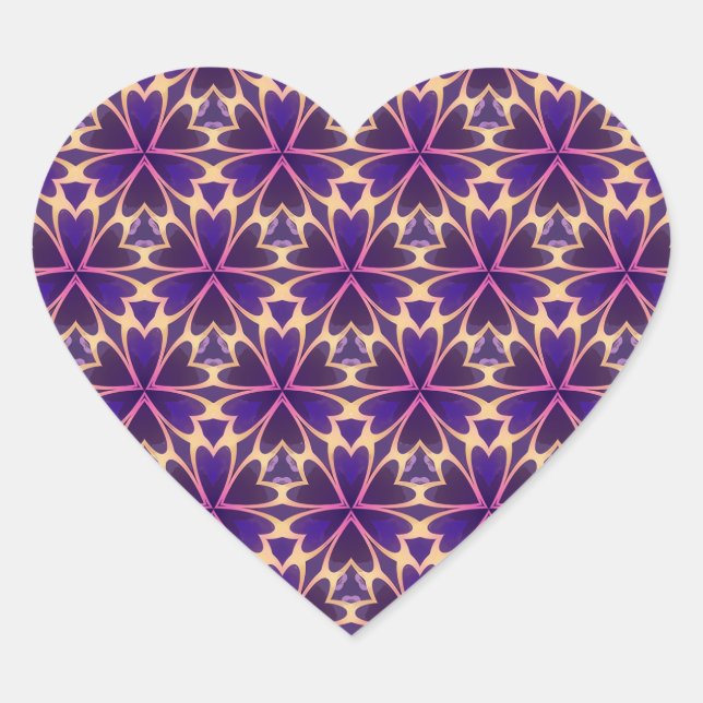 Sticker Cœur Fleurs Abstraites rose or (Devant)