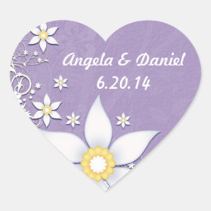 Sticker Cœur Fleurs de Lavande et Blanches Sauvegarder la Date