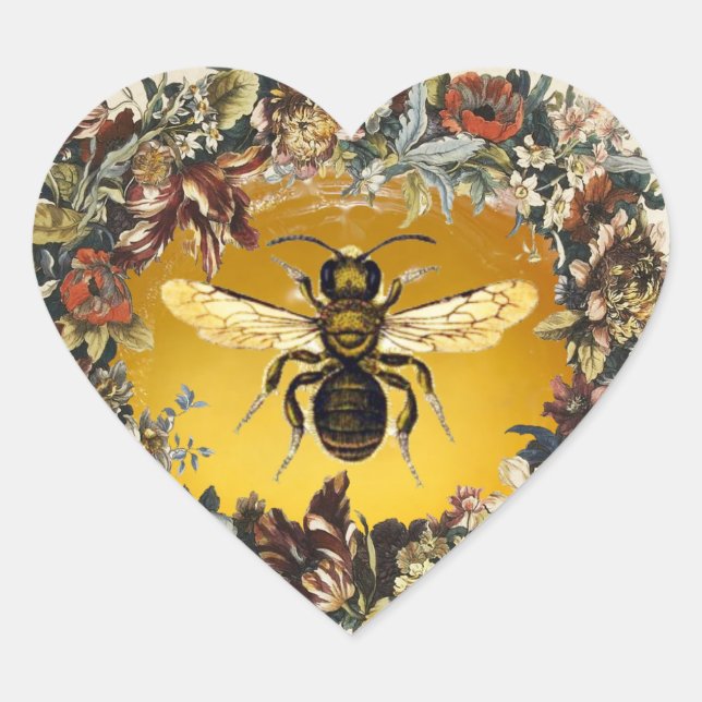 STICKER CŒUR FLEURS DE PRINTEMPS HONEY BEE / BEEKEEPER COEUR (Devant)
