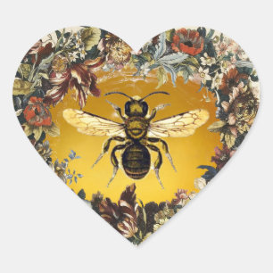 STICKER CŒUR FLEURS DE PRINTEMPS HONEY BEE / BEEKEEPER COEUR