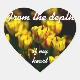 Sticker Cœur Fleurs de tulipe jaune