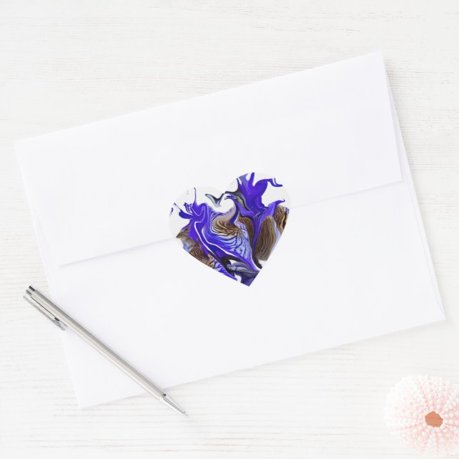 Sticker Cœur Fleurs Iris Violets (Enveloppe)