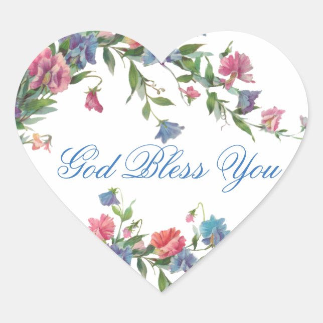 Sticker Cœur Fleurs Pastel Printemps Religieux (Devant)