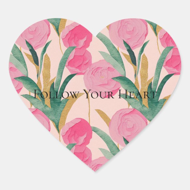 Sticker Cœur Fleurs roses (Devant)