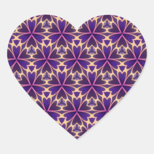 Sticker Cœur Fleurs roses or abstrait