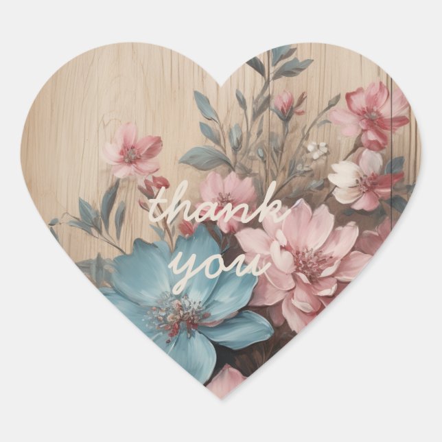 Sticker Cœur Fleurs sur Bois Emplacements de Journaling Carte D (Devant)