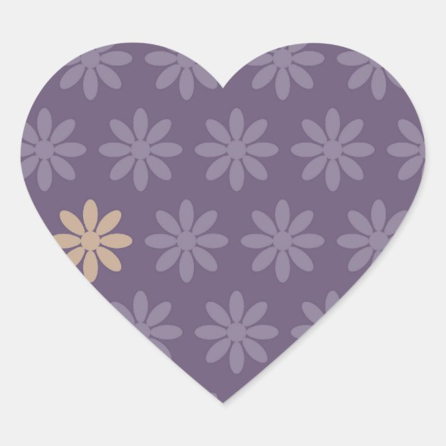 Sticker Cœur Fleurs violettes (Devant)