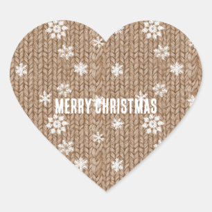 Sticker Cœur Flocons de neige de Noël au cacao crème