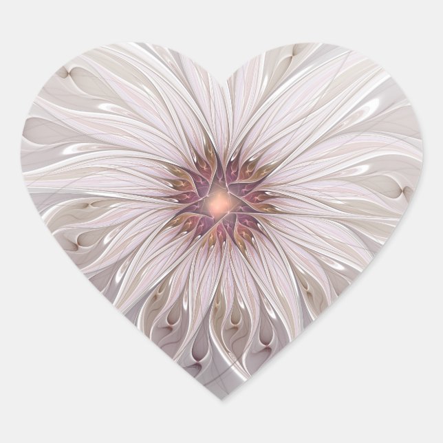 Sticker Cœur Floral Fantasy, Abstract Modern Pastel Flower (Devant)