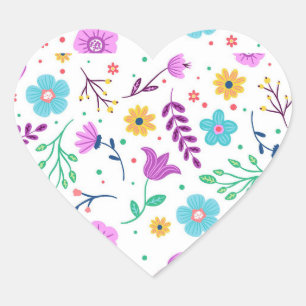 Sticker Cœur Floral pourpre