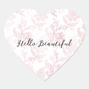 Sticker Cœur Floral rose blanc