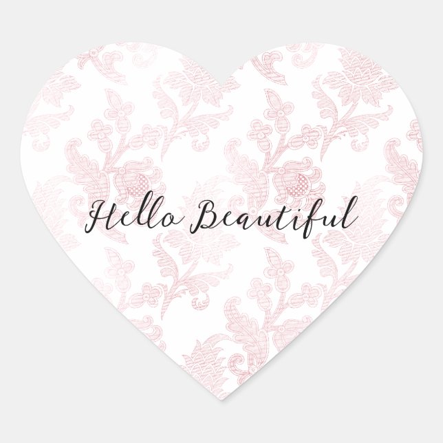 Sticker Cœur Floral rose blanc (Devant)
