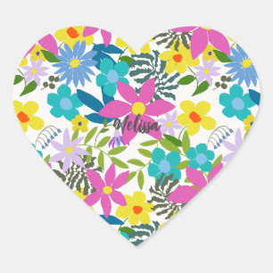 Sticker Cœur Floral tropical moderne et lumineux
