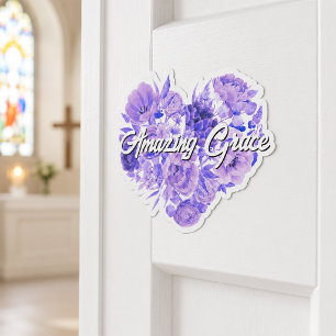 Sticker Cœur floral violet Amazing Grace