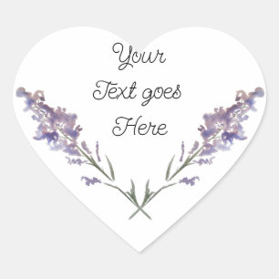 Sticker Cœur Floral violet délicat