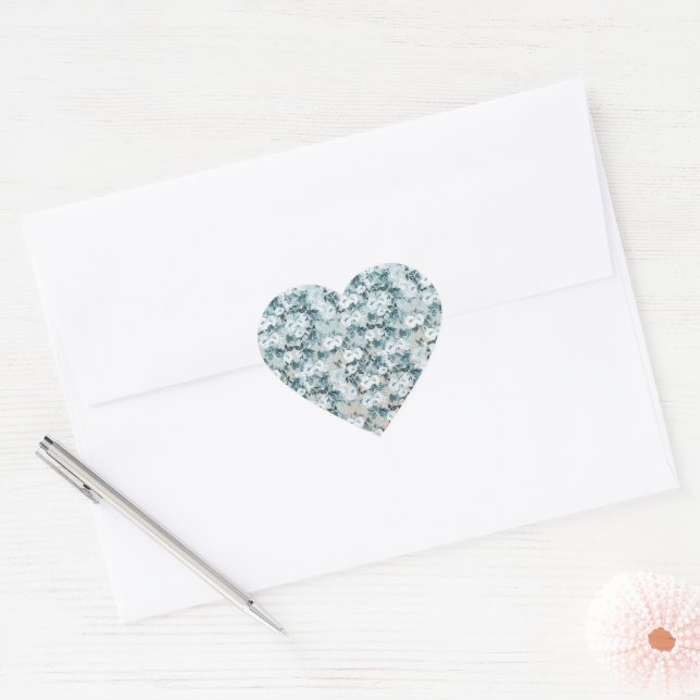 Sticker Cœur Flore blanche de Pêche Bleue (Enveloppe)
