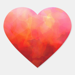 Sticker Cœur Fond aquarelle orange jaune rouge foncé