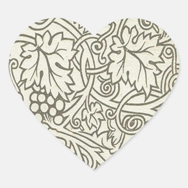 Sticker Cœur Fond d'écran William Morris Grapevine Sage (Devant)