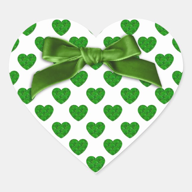 Sticker Cœur Formes cardiaques remplies de Roses vert émeraude (Devant)
