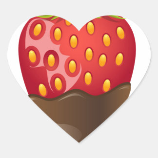 Sticker Cœur Fraise au chocolat