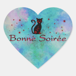 Sticker Cœur Français : Bonne Soiree