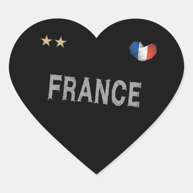 Sticker Cœur France Football Fan Chemise Coeur (Devant)