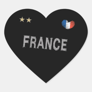 Sticker Cœur France Football Fan Chemise Coeur