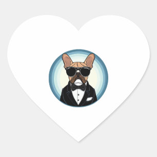 Sticker Cœur French Bulldog Funny Cute Art