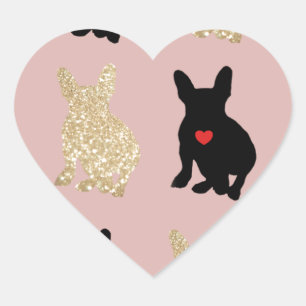 Sticker Cœur Frenchie Silhouette Motif