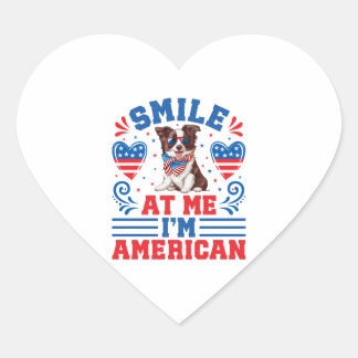 Sticker Cœur Frontière patriotique Collie Chien pour 4 juillet