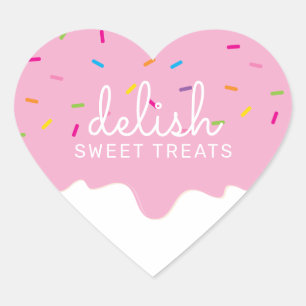 Sticker Cœur FROSTING DRIPS mignon saupoudrer coeur rose