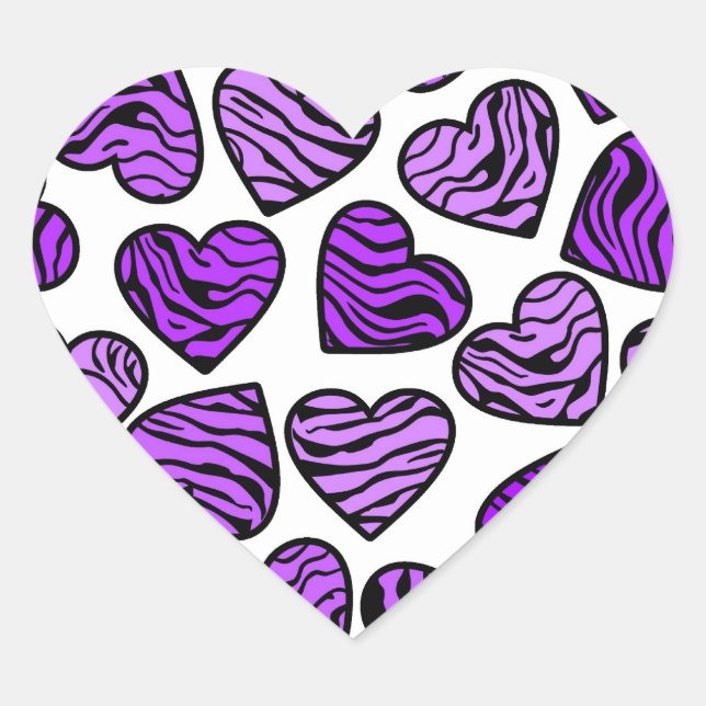 Sticker Cœur Fun tendance Purple Zebra Coeurs rayés Patron (Devant)