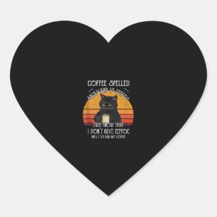 Sticker Cœur Funny Black Cat café épelé à l'envers est eeffoc