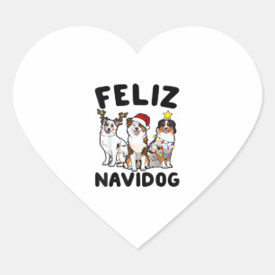 Sticker Cœur Funny Feliz Navidog amoureux des chiens berger aus