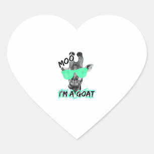 Sticker Cœur Funny Giraffe Shirt Moo Je suis une chèvre mignonn