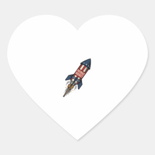 Sticker Cœur Fusée Patriot 4 juillet Conception de feux d'artif