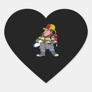 Sticker Cœur Futur Pompier Hose Veste et Secourt casque
