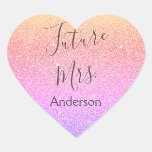 Sticker Cœur Future Mme Purple et Fête des mariées rose