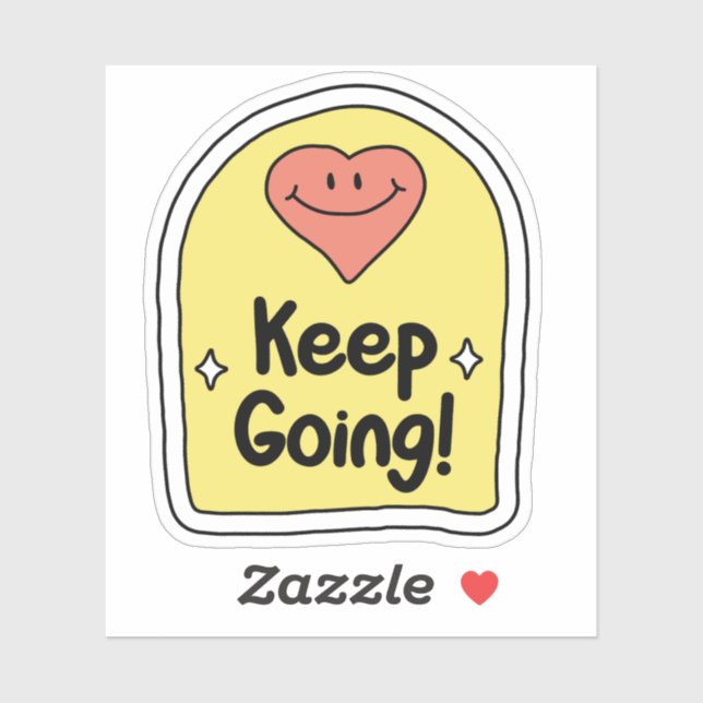 Sticker Coeur gai - 'Continuez ! ' Motivation (Feuille)