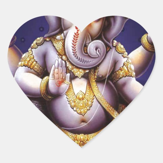 Sticker Cœur Ganesh Ganesha Hindu India Asian Elephant Deity (Devant)
