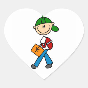 Sticker Cœur Garçon avec sac à dos