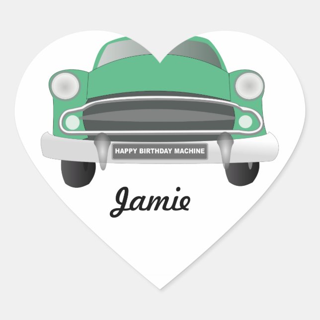 Sticker Cœur Garçons Classic Voiture Sweet Green Retro Car (Devant)