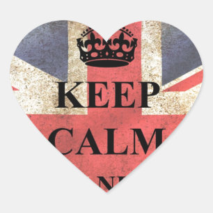 Sticker Cœur Gardez Le Calme Continuer Sur Le Drapeau Britanniq
